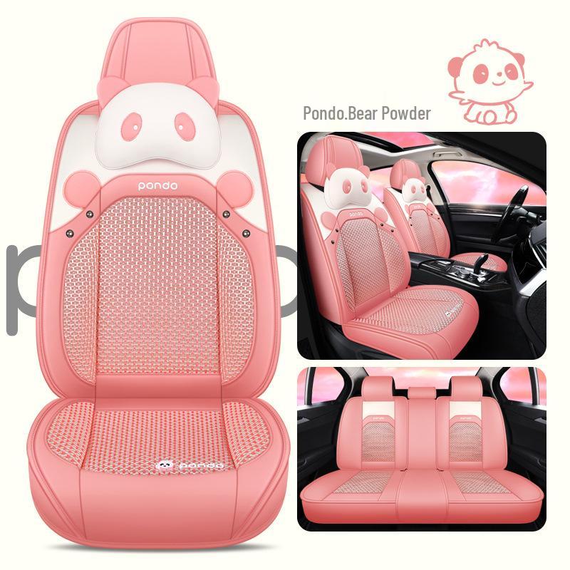 2022 New Cartoon Leather Ice Silk Car Seat Cushion Set, Four Seasons