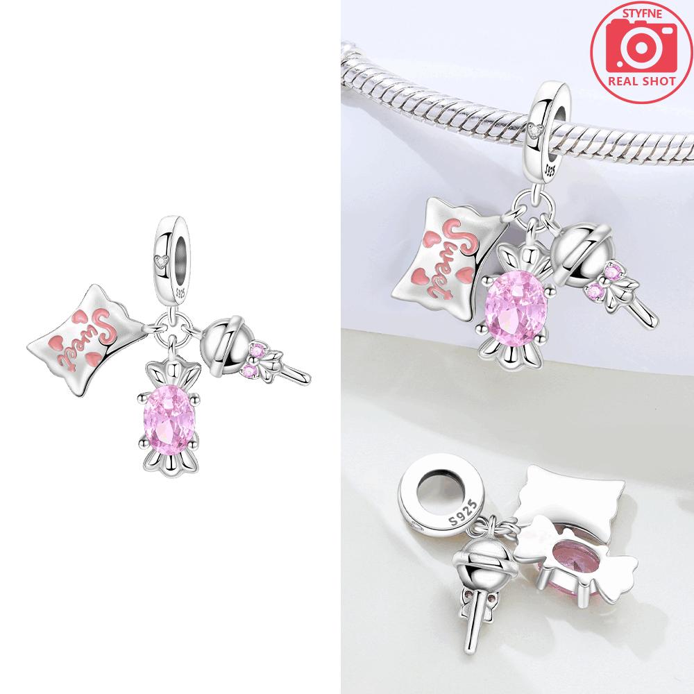 

Cute Headphones Blue Starry Pendant Bead Component Pink Candy Magic Hat Authentic Original Copper Metal Bead Component Compatible With Bracelet High