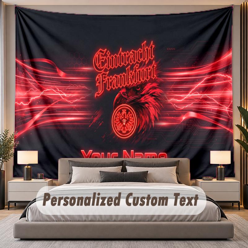 Custom Name Text Tapestry Eintracht Frankfurt Personalized Polyester Wall Tapestry For Bedroom And Room