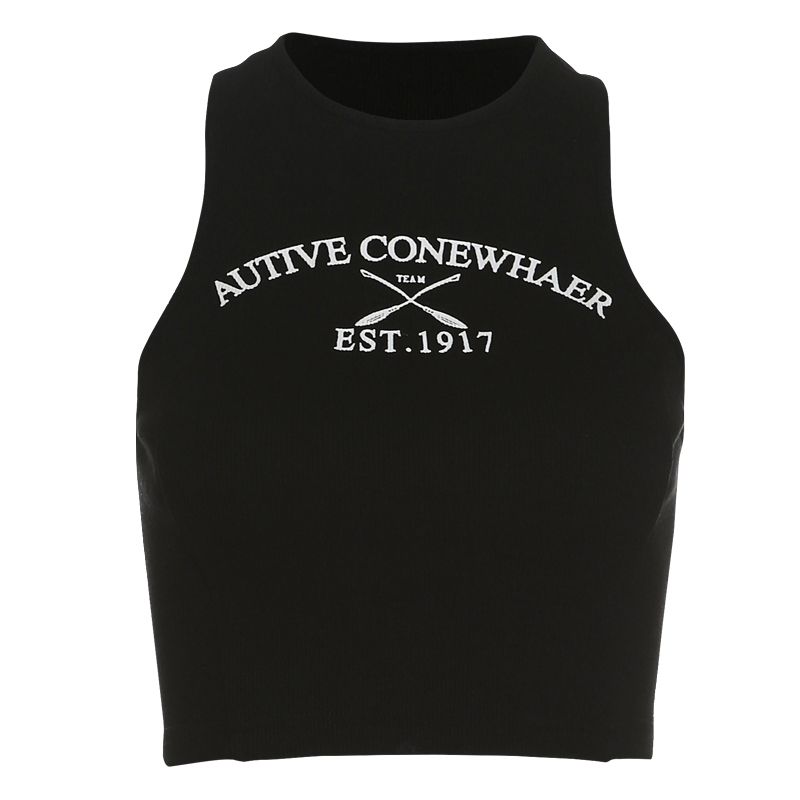 

Weird Puss Print Show Figure Personality Vest Black L