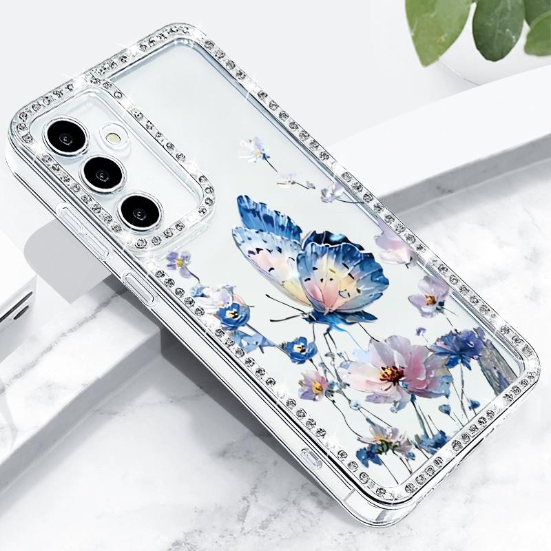 Fantasy Butterfly Pattern Diamond Diamond Case For Samsung Galaxy S25 Ultra S24 Plus S23 S22 S21 FE A14 A15 A16 A25 A26 A35 A36 A54 A55 A56 5G Cover