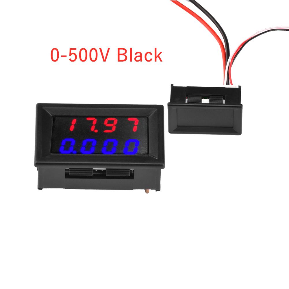 DC 100V 200V 500V 10A Digital Voltmeter Ammeter Blue Red 0-500V Voltage Meter Auto Car Mobile Power Voltage Tester Detector