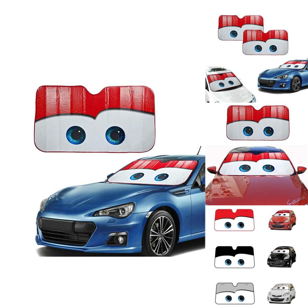 Alufolie Cartoon Auto Windschutzscheiben-Sonnenschutz Große Augen Autos Frontscheiben-Visier