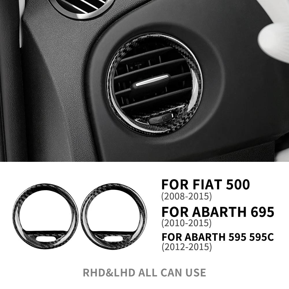 For Abarth 595 2012-2015 Abarth 695 2010-2015 Fiat 500 2008-2015 Real Hard Carbon Fiber LHD RHD Car Inner Air Vent Frame Sticker