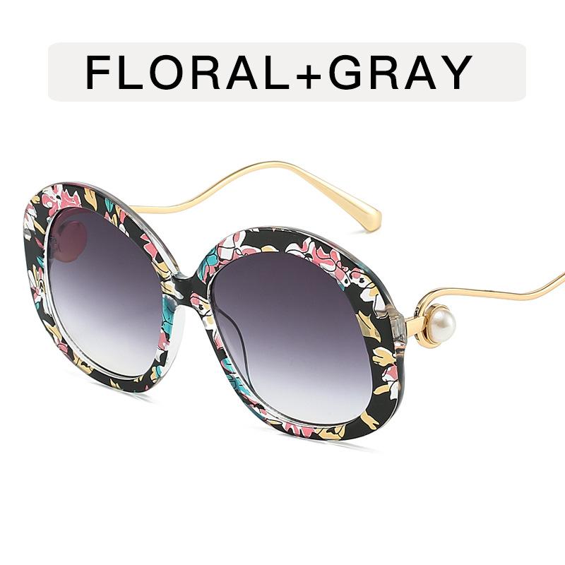 Round Shape Sunglasses for Women Pearl Decoration Anti-glare Sun Glasses for Woman European American Stylish Ladies Sunglass