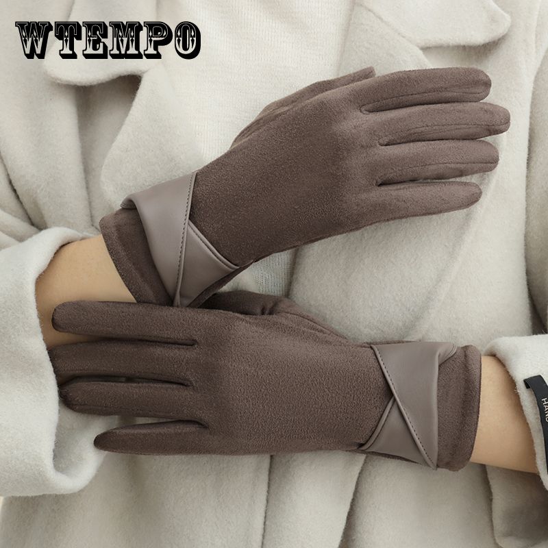 

Gloves Women s Winter Velvet, Warm, Cold and Windproof, Suede, Touch-screen Gloves, Riding and Driving ONESIZE чорний