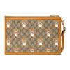 Gucci X Kai Collaboration Vintage Logo Teddy Bear Print Canvas And Leather Clutch Unisex clutch Ebony Brown 660162-2YLAG-8695