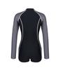 Jeteseu Women'S All-In-One Long Sleeve One-Part Suit Swimsuit Black Check L_4A028