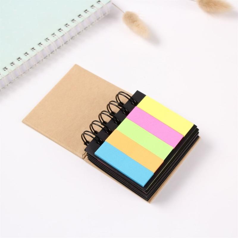 Hard Cover Note Pads Small Spirals Notebook Self-Adhesive Sticky Note Combination Memo Pads School Office Supplies