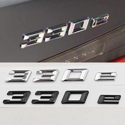 Ny 3D ABS Krom Svart Bilstyling Logo 330e Märke Klistermärke Baklucka Emblem Dekaler För BMW 330e Bil Baklucka Tillbehör