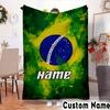 Custom Name Brazilian Flag Throws Blanket Flannel Blankets for Couch Bed Gifts for Men Women Picnic blanket Christmas fan gifts