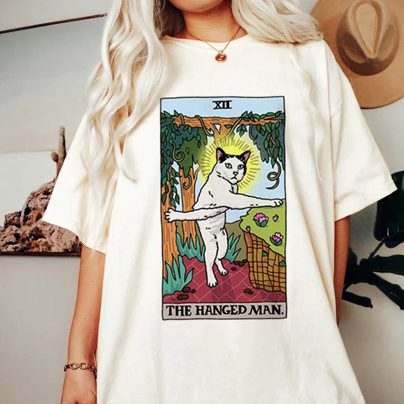 Fashion Tarot Cat Kawaii Womens Tshirt Womens Tshirt Cartoon Cute Pattern Tshirt Short Sleeve T Shirt Womens Plus Size S