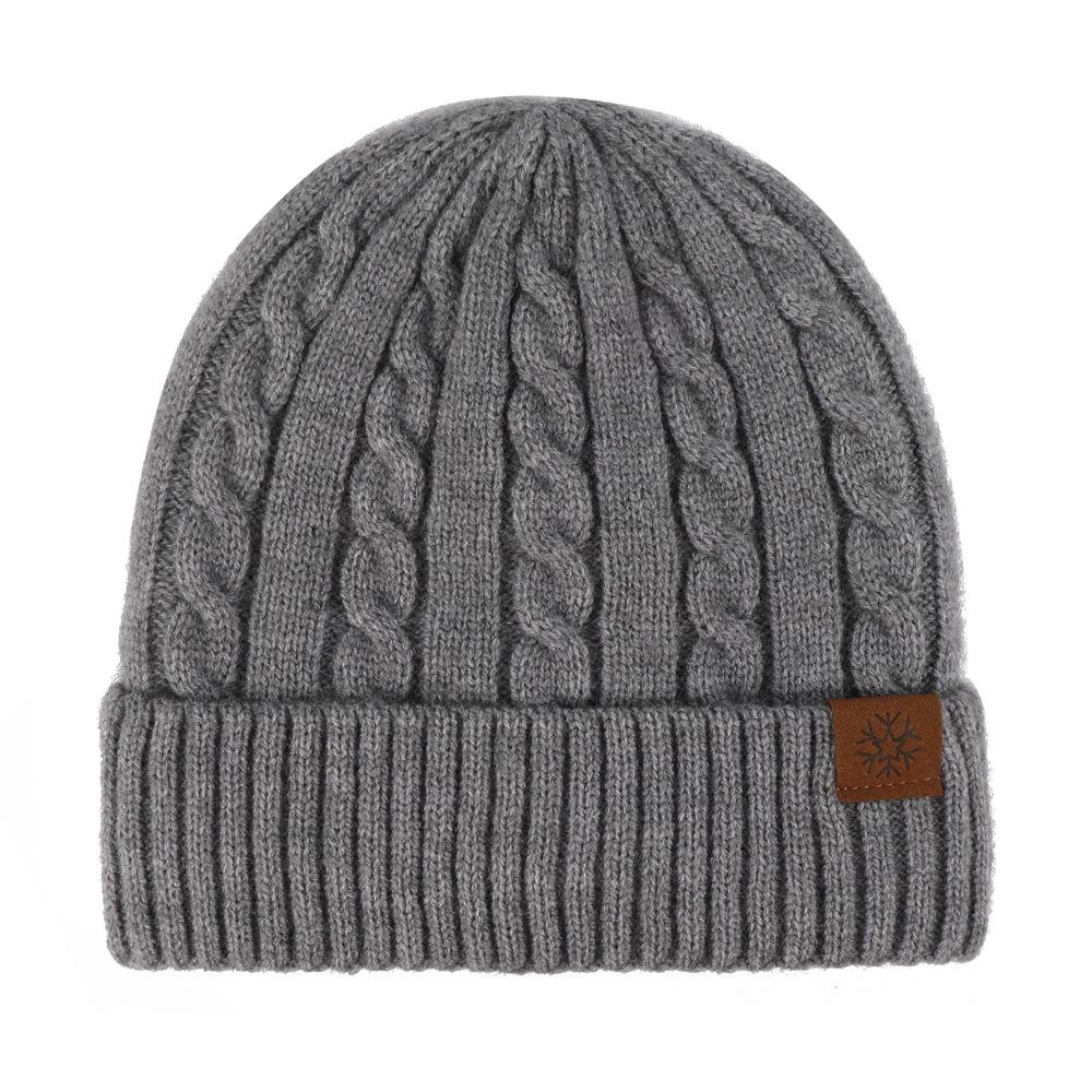 

Женская зимняя шапка: Вязаный свитер с конопляным узором, однотонный, теплые наушники, плюш, утолщенная шерсть с манжетами. One Size