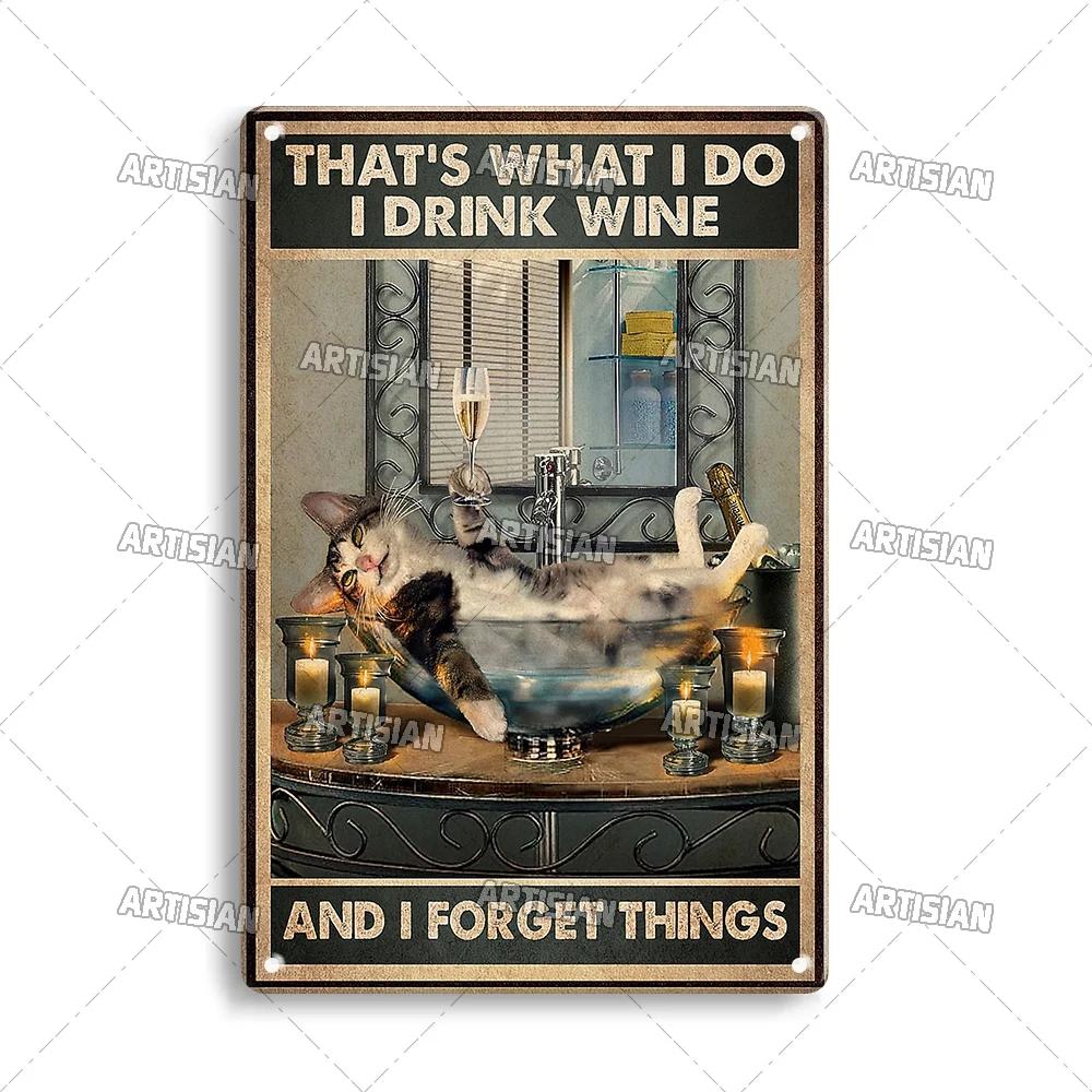 Artisian Animal Black Cat Retro Metal Poster Funny Pet Vintage Decorative Tin Plaque Garage Bar Pub Club Man Cave Wall Decor