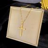 Full Diamond Cross Light Luxury Temperament Zircon Clavicle Chain Small Retro Necklace