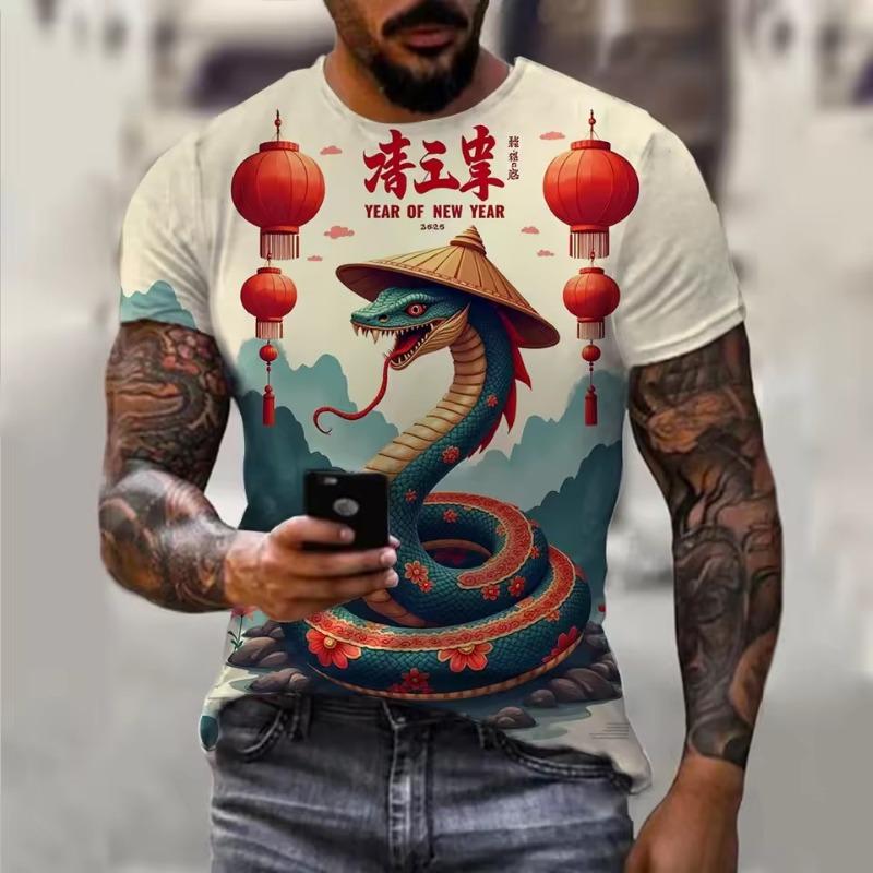 

Мужская повседневная футболка с коротким рукавом, напечатанная на 3D-принтере, удобная, дышащая, с ретро-принтом, с коротким рукавом 6XL