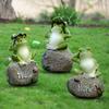 Small Resin Frog Statue Cartoon English Sign Frog Creative Garden Frog Ornament  Outdoor
