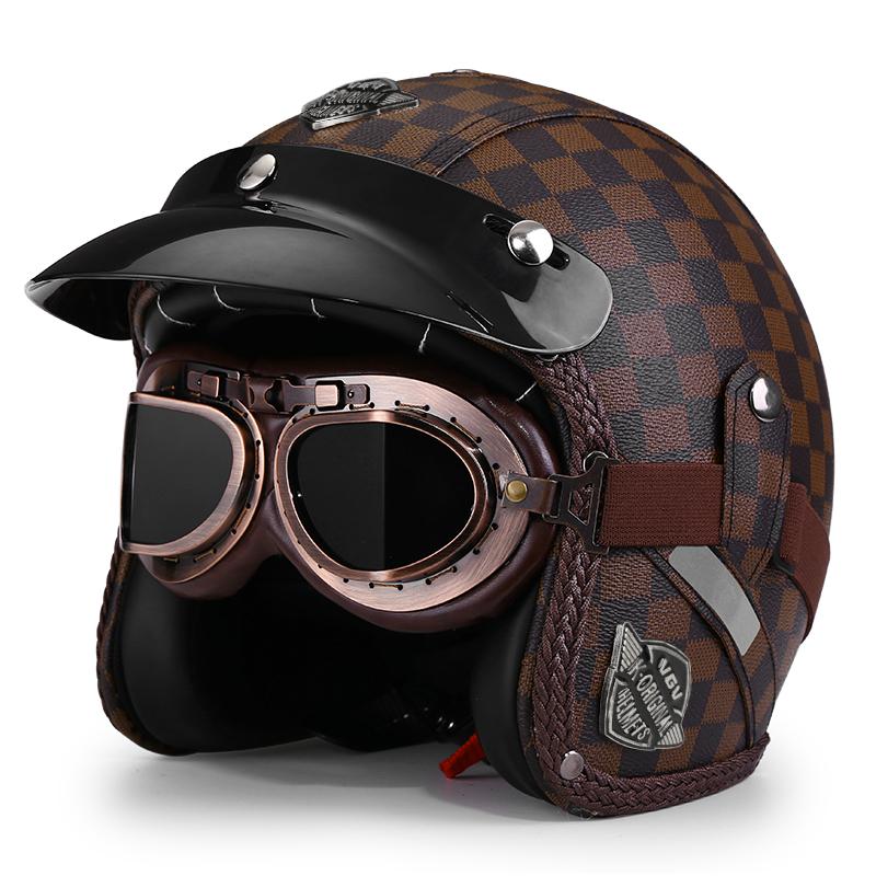 Retro Crown Prince Pedal Motorcycle Helmet Men's and Women's Four Seasons Cycling Motorcycle Electric Car Three-quarters Helmet