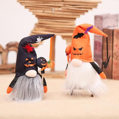 Halloween Faceless Pumpkin Dolls Bearded Gnomes Ornament With Lights Layout Props Home Decoration