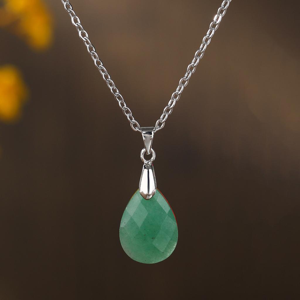 1pc Natural Stone Pendant Teardrop Simple Pendant Necklace for DIY Necklace Amethys Tiger Eye Necklace Jewelry Gifts