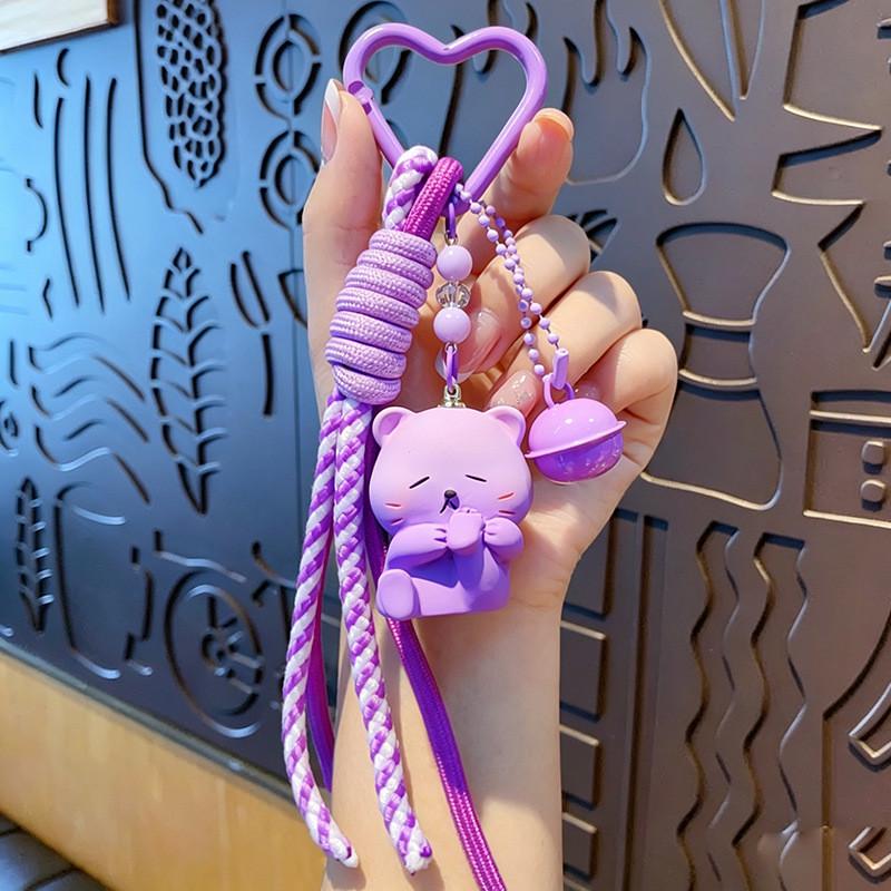 Keychain With Resin Cat Pendant For Mobile Phone And Bag Accessory