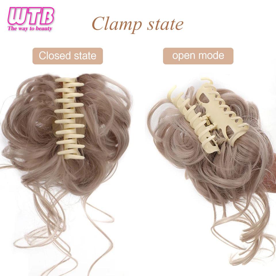 WTB Synthetic Messy Curly Claw Hair Bun Chignon Hair Extensions Scrunchy Fake False Hair With Tail for Women Hairpieces
