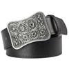 New Fashion Women Belt Gorgeous Arabesque Floral Pattern Noble Royal Flower Metal Buckle Lady Daily Waistband