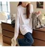 T-shirt Blanc Manches Longues pour Femme - Tendance 2026 Coton Pur Coupe Ample pour Printemps/Automne