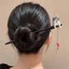 Chinese Style Cat Fishing Hair Stick Black Sandalwood Hanfu Hairpin Antique Wooden Hair Stick  Girl