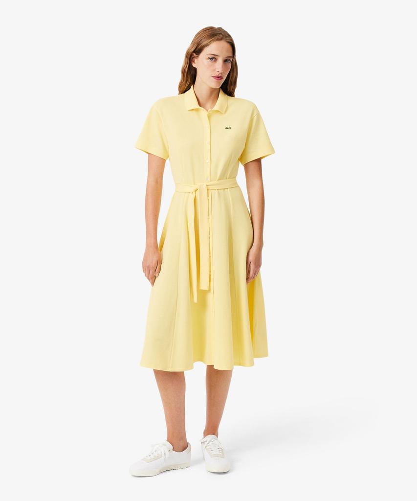 LACOSTE Women'S Fit-And-Flare Belted Polo Dress Ef9621-56G 107