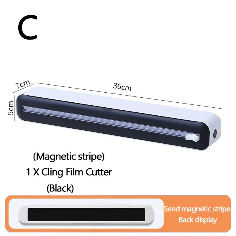 Plastic Wrap Dispenser with Slide Cutter Reusable Food Wrap Cutter Household Cling Film Cutter Refillable Cling Film Dispenser