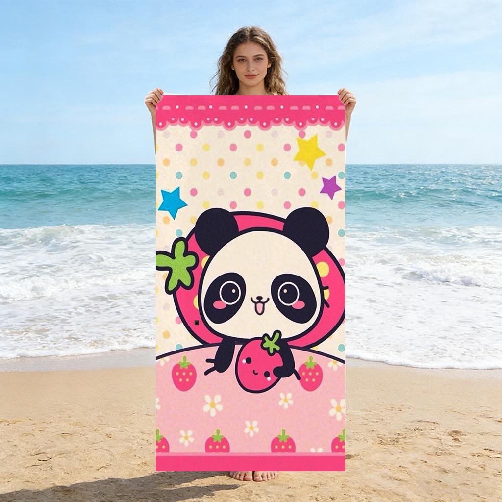 Cartoon Giant Panda Beach Towel Quick-drying Small To Large Towel Suitable for Beach Vacation Pool Summer Funny Gift for Friends 40X60CM