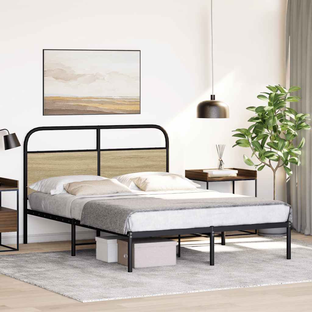 Bed Frame without Mattress 120 x 190 cm Sonoma Oak Wood Based Material