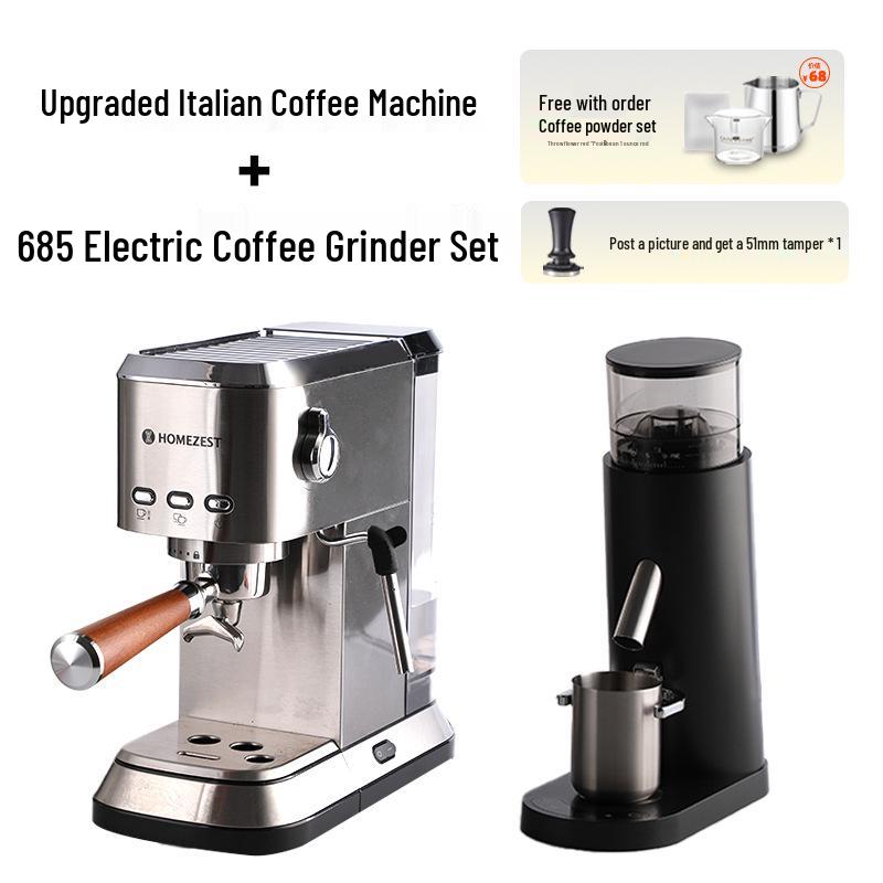 Cross Semi-Automatic Italian Espresso Machine with 19-Bar Pressure and Milk Frother for Home or Office Use
