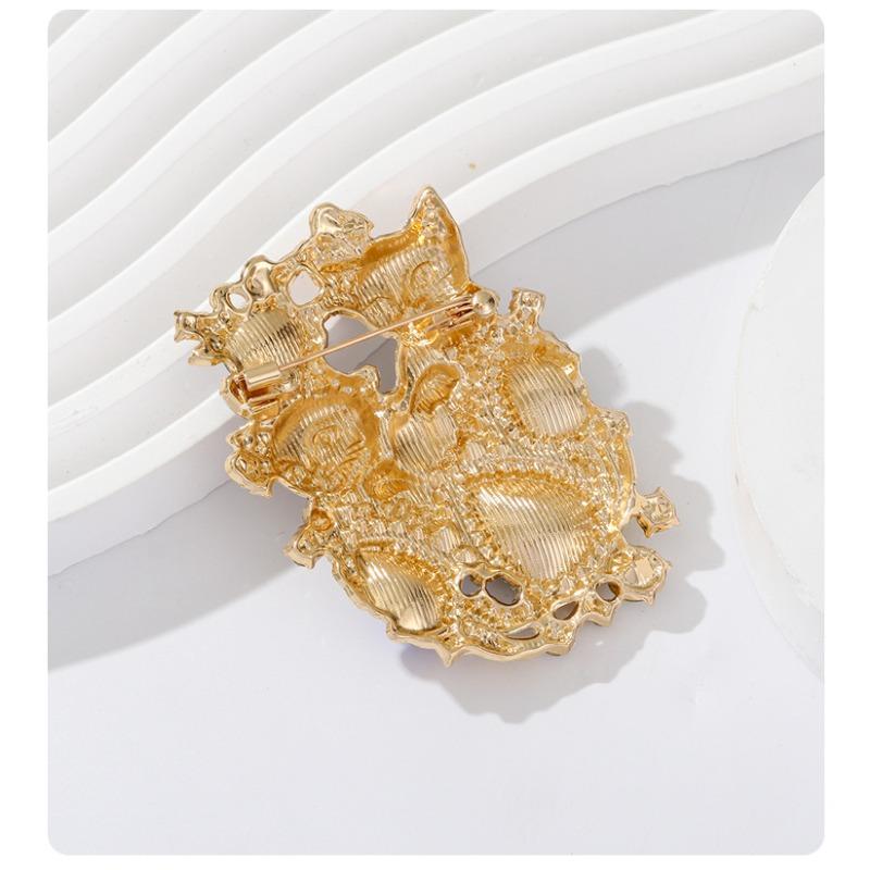 Retro dubbele kattenbroche bezet met diamanten, modieus en high-end, veelzijdig in lichte luxe, schattige diervriendelijke borstbloem, damesbroche