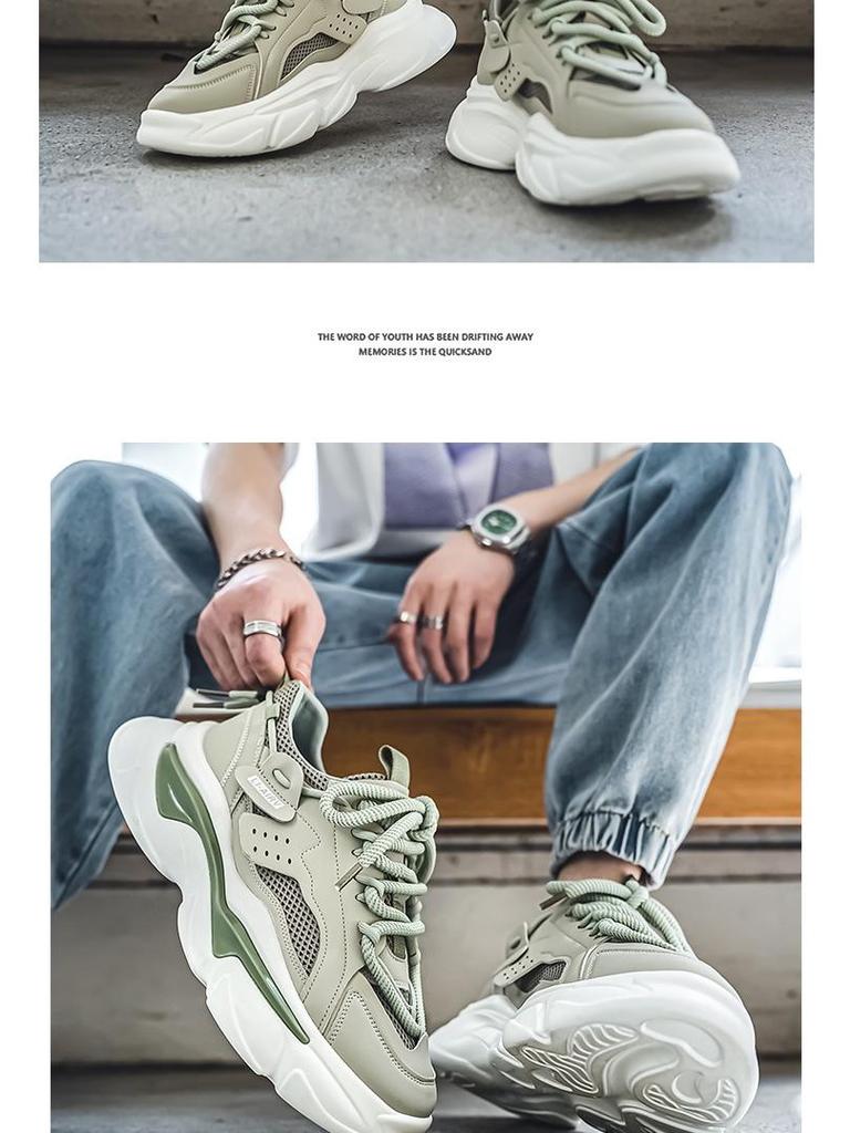 Dad's Spring 2025 Men's Breathable Trendy Thick-Soled Running Sneakers Casual Shoes