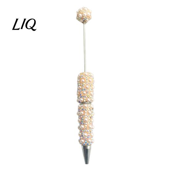 Faux Pearl Decorated Pen DIY Beadable Pen, Rhinestone Ballpoint Fancy Glitter for Crafting, Student Stationery Office Writing Tools Decorative