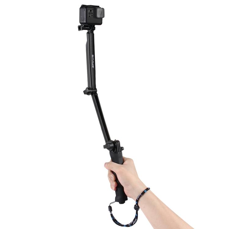 PULUZ 3-Way Grip Treppiede pieghevole Selfie-stick Estensione Monopiede per GoPro, Insta360 ONE R, DJI Osmo Action e altre action camera, lunghezza: 20-58 cm