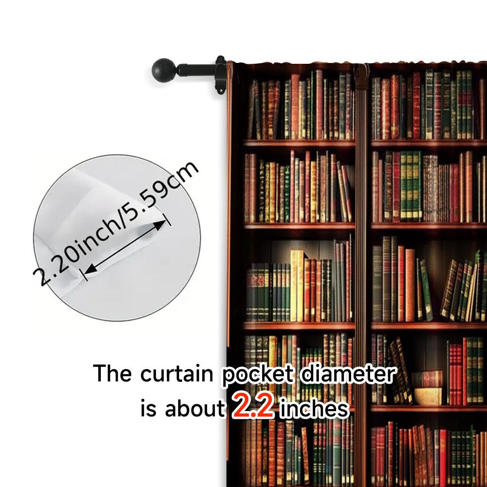 2pcs   Curtains Roller Blinds  print Vintage Bookshelf Print Polyester (without rod) Home Decor Ldeal for Bedroom & Living Room