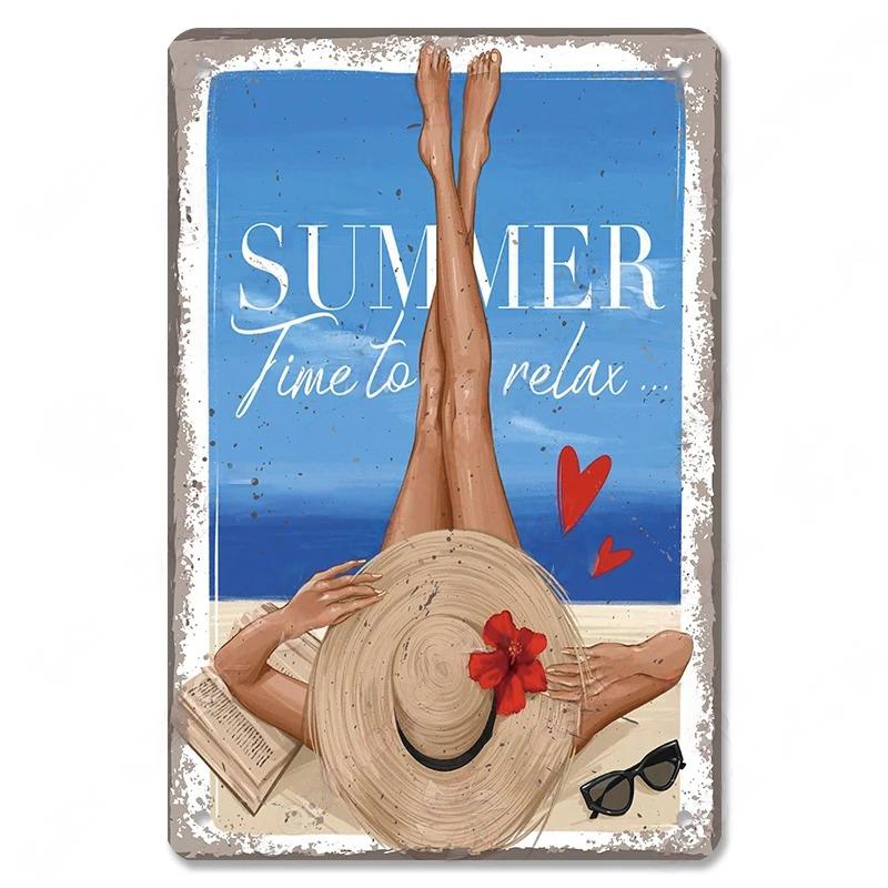 Metal Tin Signs Travel City Girls Posters Plaque Monaco Rome Biarritz Venice Metal Poster Vintage Wall Art Bar Club