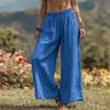 Pantalones de Mujer Color Sólido de Pierna Ancha con Cintura Elástica Primavera Otoño Casual Largos para Trabajo Viaje Uso Diario