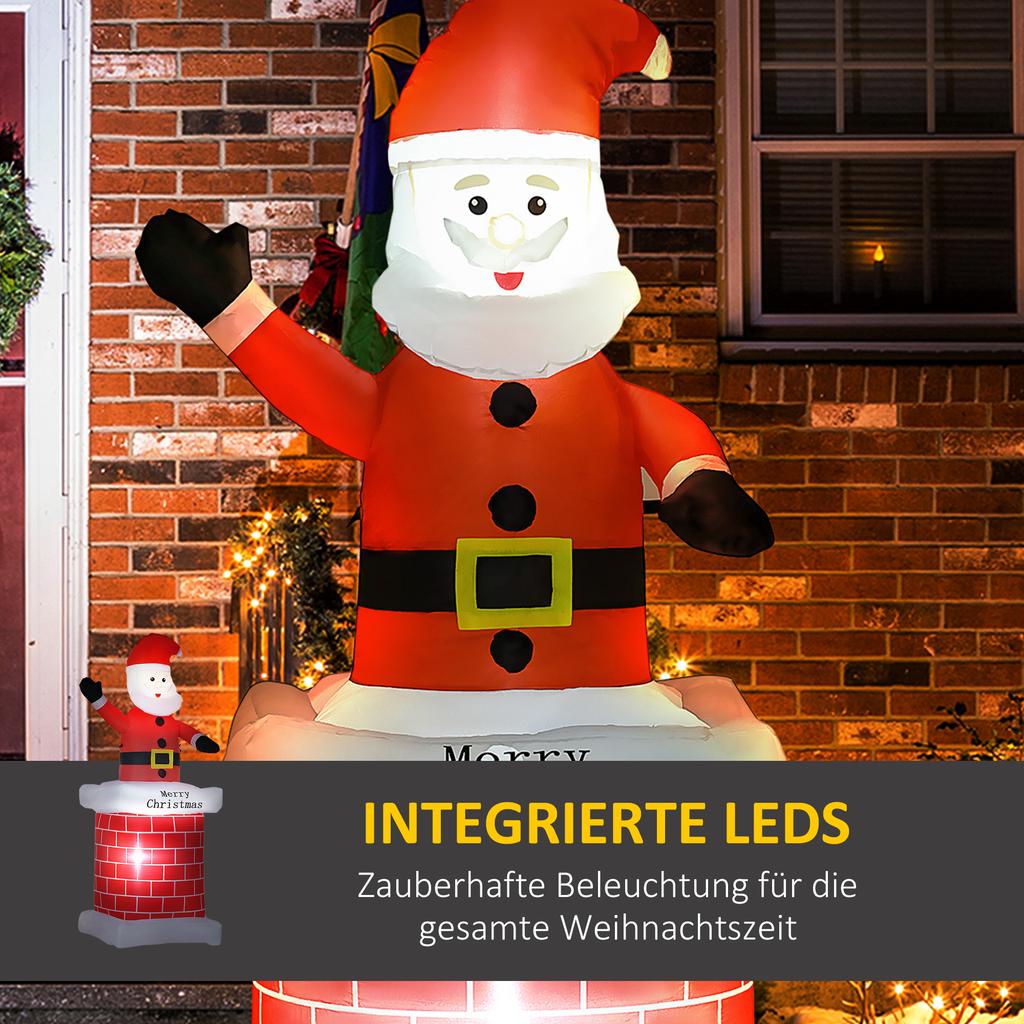Inflatable Santa Claus with chimney, LED lighting, integrated blower, 80 x 70 x 210 cm