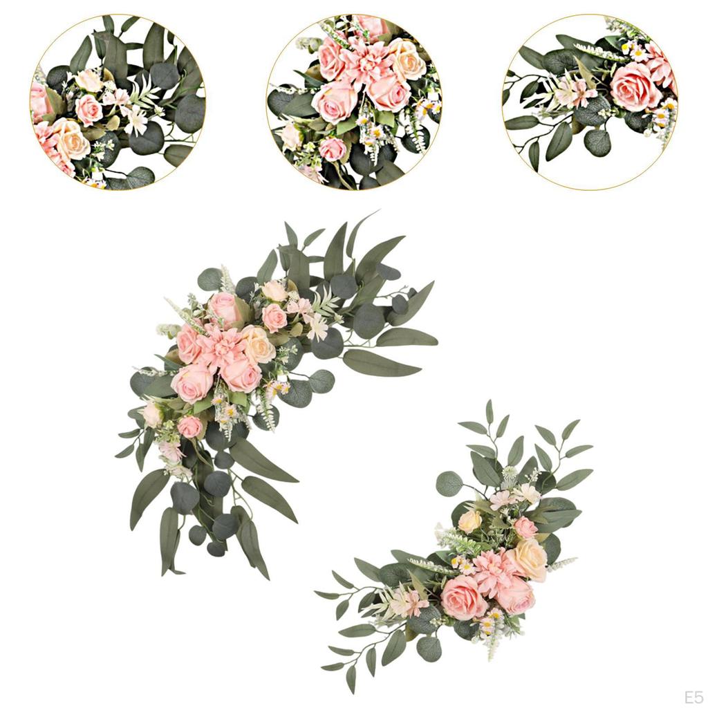 2 Pieces Artificial Flowers Wedding Floral Swag Arrangement Elegant Decoration for Valentines