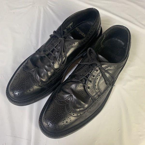 

80s STACY ADAMS Vintage Wingtip Business Shoes Size 8.5D 25.5-26.5cm Black