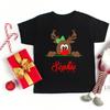 Christmas KidsT-shirt Custom Deer with Name Child Clothes Tops Boy Girl Xmas Party