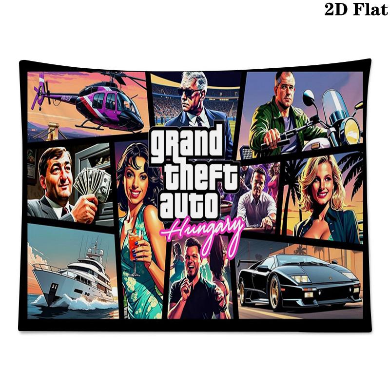 GTA Game Wall Tapestry Aesthetic Wall Hanging Printed Fabric Blanket Decorative Tapestries for Bedroom Living Room Home Decor