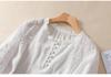 2025 Summer Artistic V-Neck Embroidered Floral Women's Shirt with Five-Point Sleeves