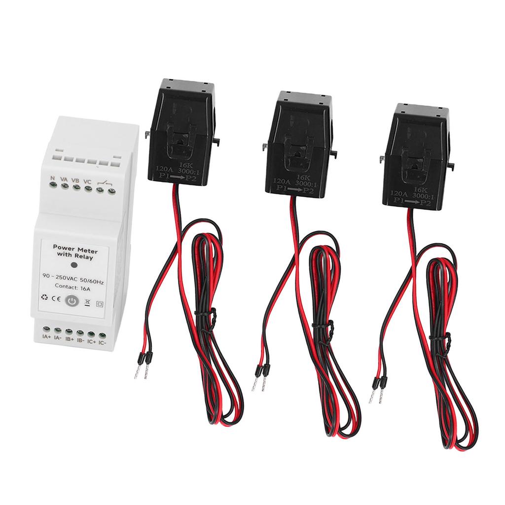 WiFi Energy Monitor 3 Phase 4 Wire Smart APP Control Electricity Usage Meter with Relay and 3x120A C