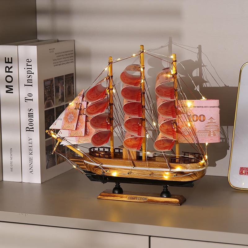 Handmade Minimalist Wooden Sailboat Ornament - Valentine's Gift for Her