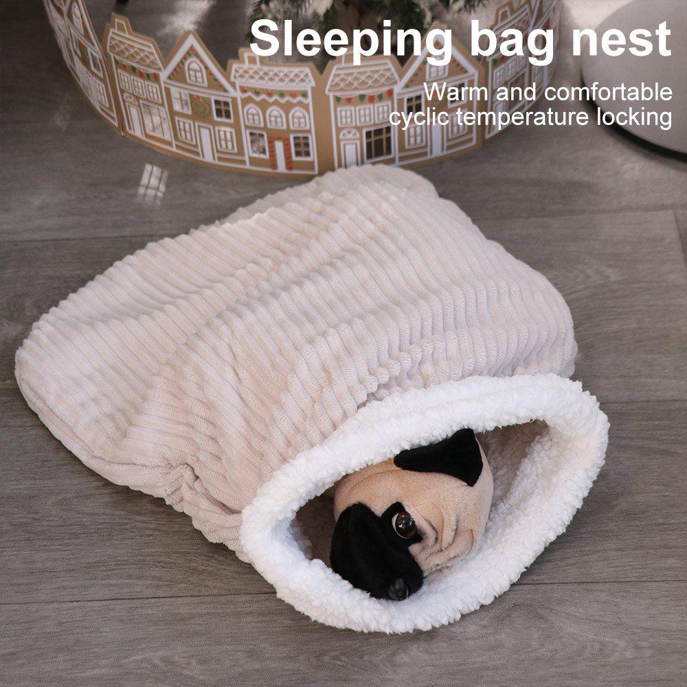 Pet House Soft Cat Sleeping Bag Pocket Type Semi-closed Winter Cat Bed Comfortable Fluffy Feel Cat Warm Nest Pet House